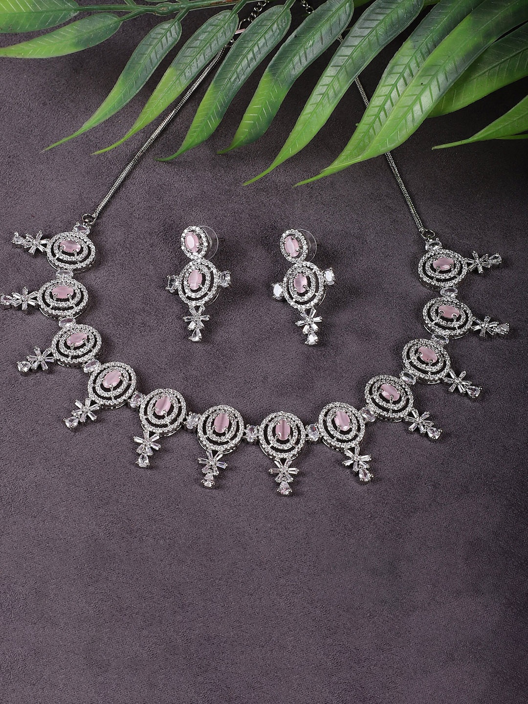 STEORRA JEWELS Gold-Plated & AD Studded Jewellery Set