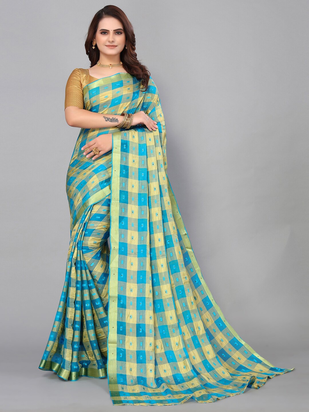 KALINI Woven Design Zari Saree, Blue