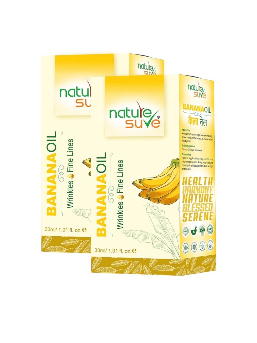 Nature Sure Set Of 2 Banana Massage Oil For Wrinkles & Fine Lines - 30 ml Each, Yellow
Nature Sure Set Of 2 Banana Massage Oil For Wrinkles & Fine Lines - 30 ml Each, Yellow