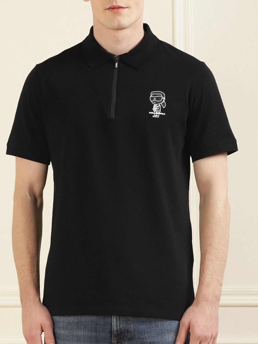 Karl Lagerfeld Men Polo Collar T-shirt, Black