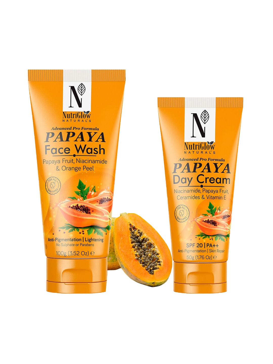 NutriGlow Naturals Set of Advanced Pro Formula Papaya Face Wash 100 g & Day Cream 50 g, Yellow
NutriGlow Naturals Set of Advanced Pro Formula Papaya Face Wash 100 g & Day Cream 50 g, Yellow