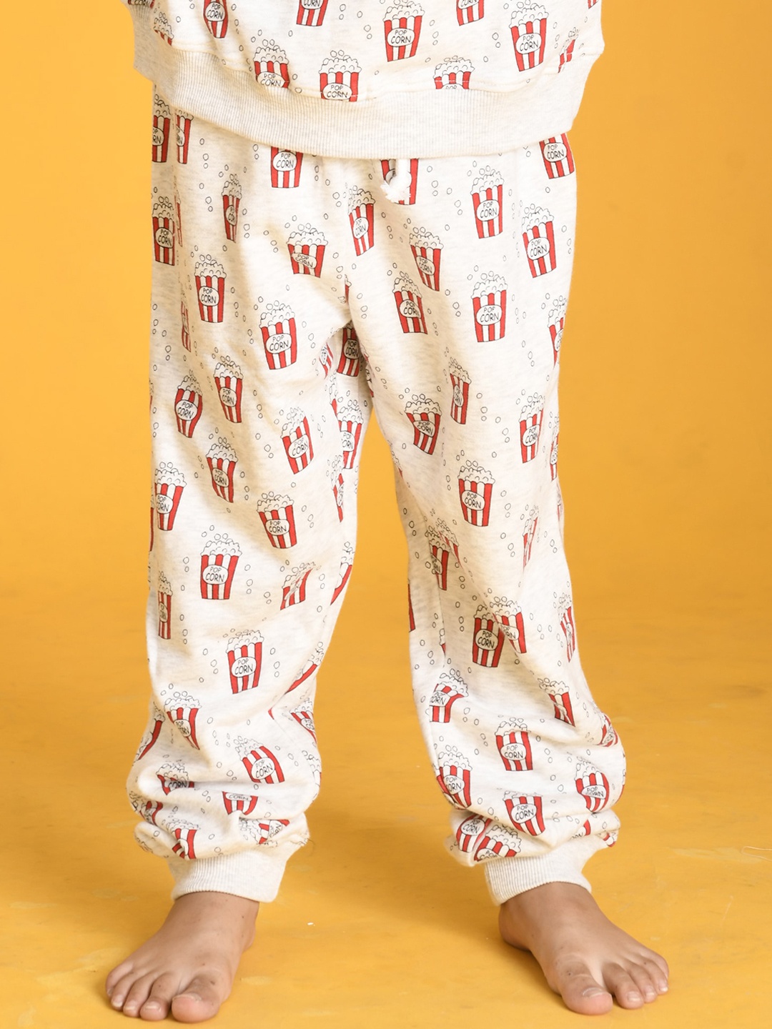 Anthrilo Boys Printed Relaxed High-Rise Easy Wash Trousers, White