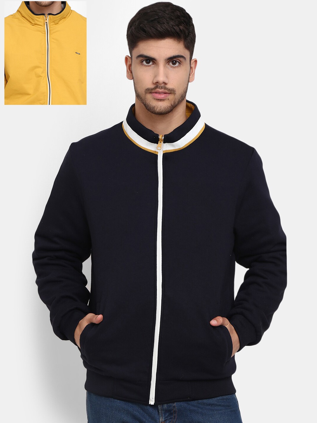 V-Mart Men Pack of 2 Cotton Lightweight Bomber Jacket, Mustard