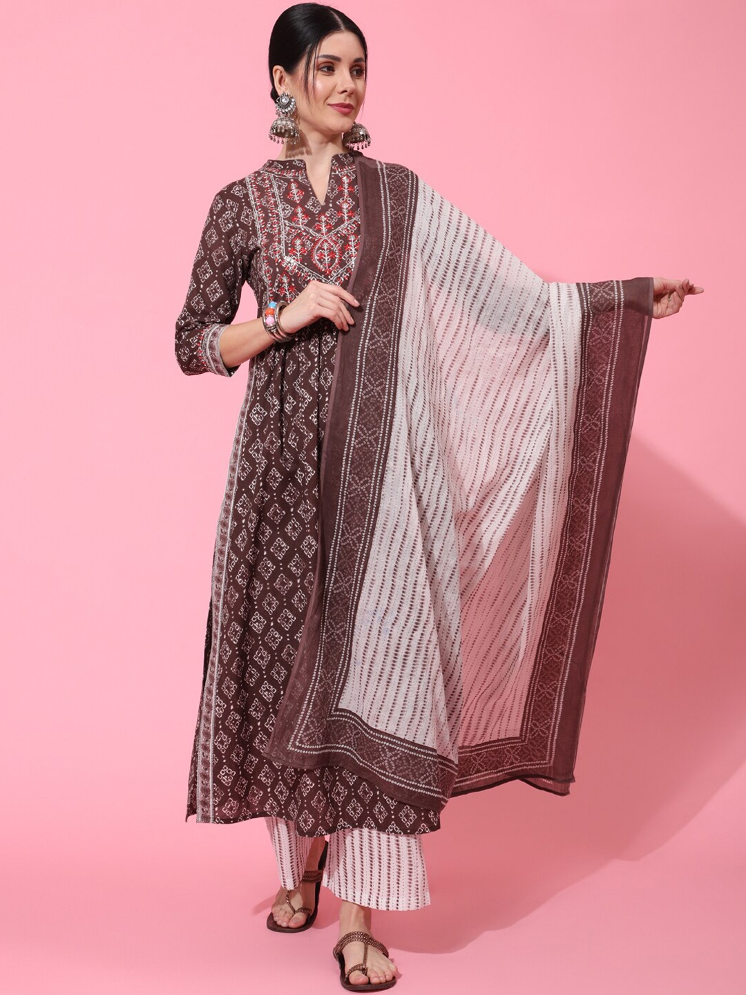 GULMOHAR JAIPUR Women Embroidered Thread Work Pure Cotton Kurta with Trousers & Dupatta, Brown
GULMOHAR JAIPUR Women Embroidered Thread Work Pure Cotton Kurta with Trousers & Dupatta, Brown