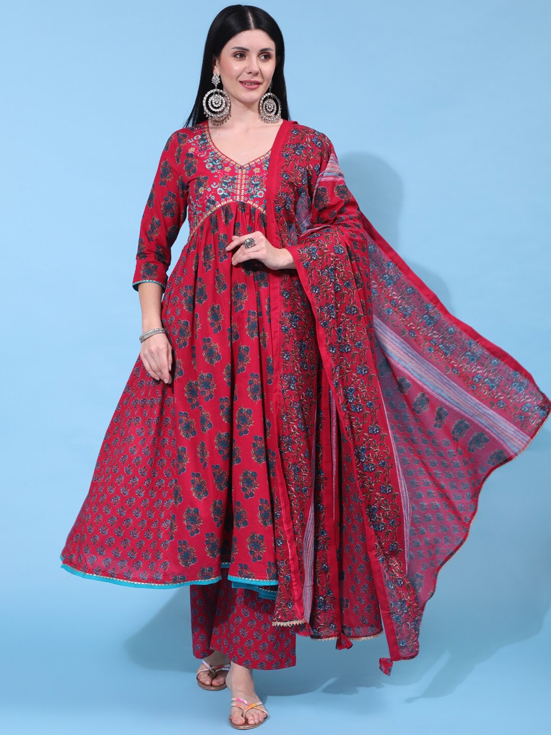 GULMOHAR JAIPUR Women Printed Mirror Work Pure Cotton Kurta with Palazzos & Dupatta, Fuchsia
GULMOHAR JAIPUR Women Printed Mirror Work Pure Cotton Kurta with Palazzos & Dupatta, Fuchsia