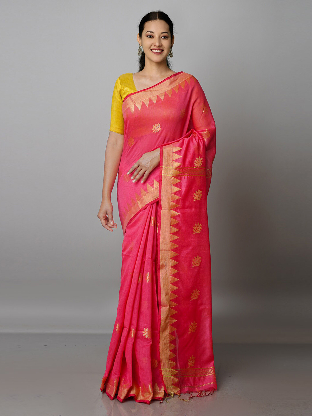 Unnati Silks Ethnic Motifs Zari Silk Cotton Jamdani Saree, Red 
Unnati Silks Ethnic Motifs Zari Silk Cotton Jamdani Saree, Red