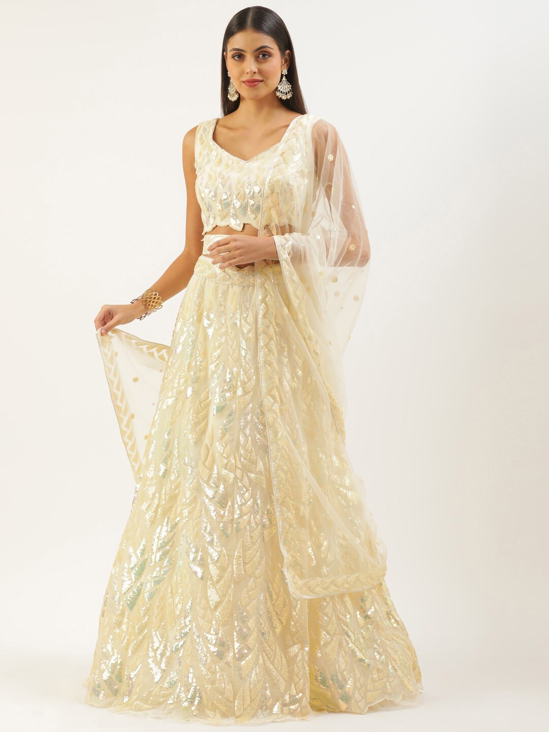 panchhi Embellished Sequinned Semi-Stitched Lehenga & Unstitched Blouse With Dupatta, Cream
panchhi Embellished Sequinned Semi-Stitched Lehenga & Unstitched Blouse With Dupatta, Cream