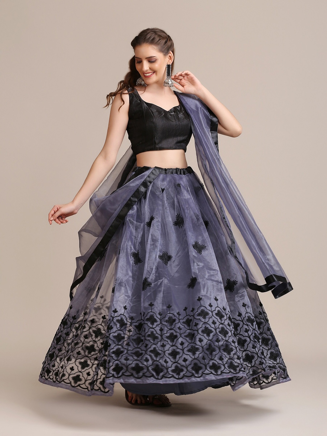 Warthy Ent Embroidered Net Semi-Stitched Lehenga & Unstitched Blouse With Dupatta, Black
Warthy Ent Embroidered Net Semi-Stitched Lehenga & Unstitched Blouse With Dupatta, Black