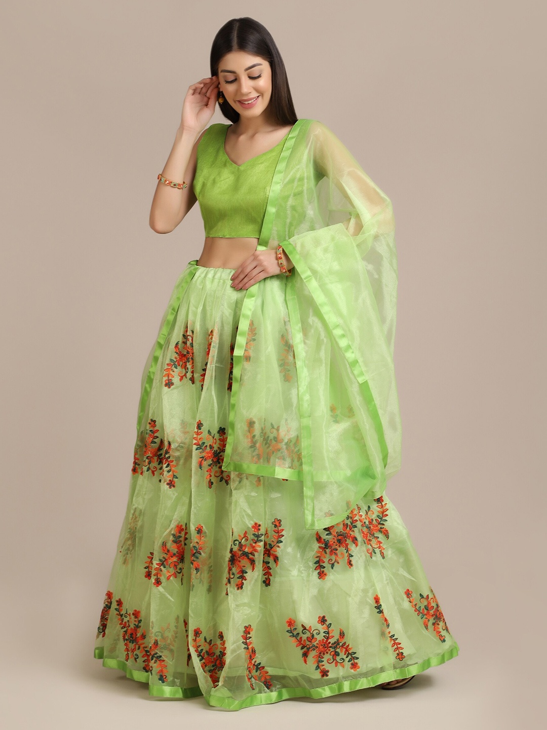 Warthy Ent Embroidered Net Semi-Stitched Lehenga & Unstitched Blouse With Dupatta, Lime green
Warthy Ent Embroidered Net Semi-Stitched Lehenga & Unstitched Blouse With Dupatta, Lime green