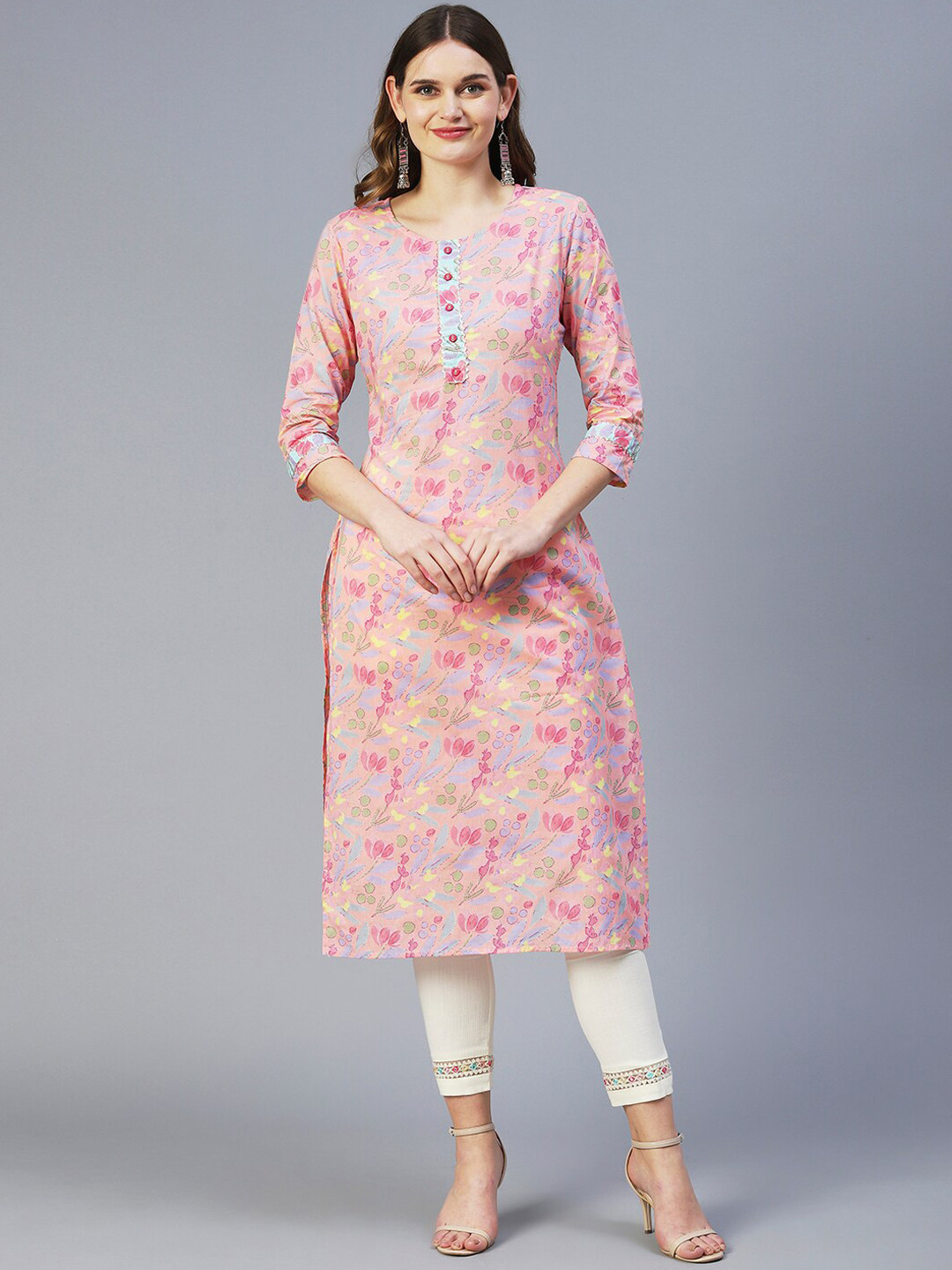 FASHOR Floral Printed A-Line Regular Fit Cotton Kurta, Pink
FASHOR Floral Printed A-Line Regular Fit Cotton Kurta, Pink