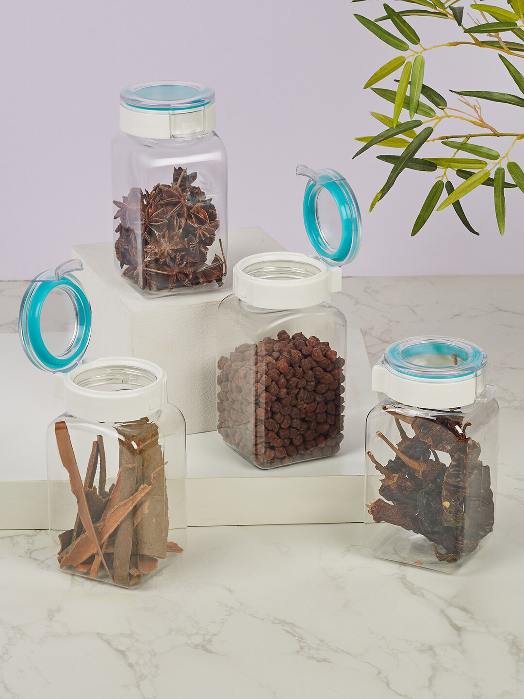 HomeTown Flexo Set Of 4 Transparent & Teal Blue BPA Free Easy Lock Square Container 500 ml
HomeTown Flexo Set Of 4 Transparent & Teal Blue BPA Free Easy Lock Square Container 500 ml