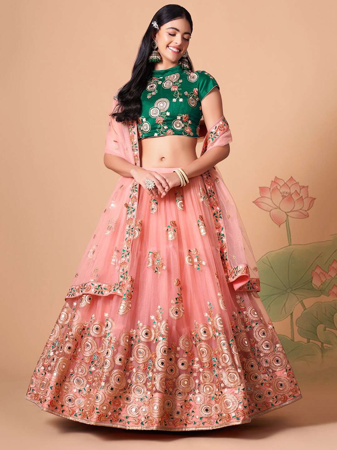FABPIXEL Embroidered Mirror Work Semi-Stitched Lehenga & Unstitched Blouse With Dupatta, Pink
FABPIXEL Embroidered Mirror Work Semi-Stitched Lehenga & Unstitched Blouse With Dupatta, Pink