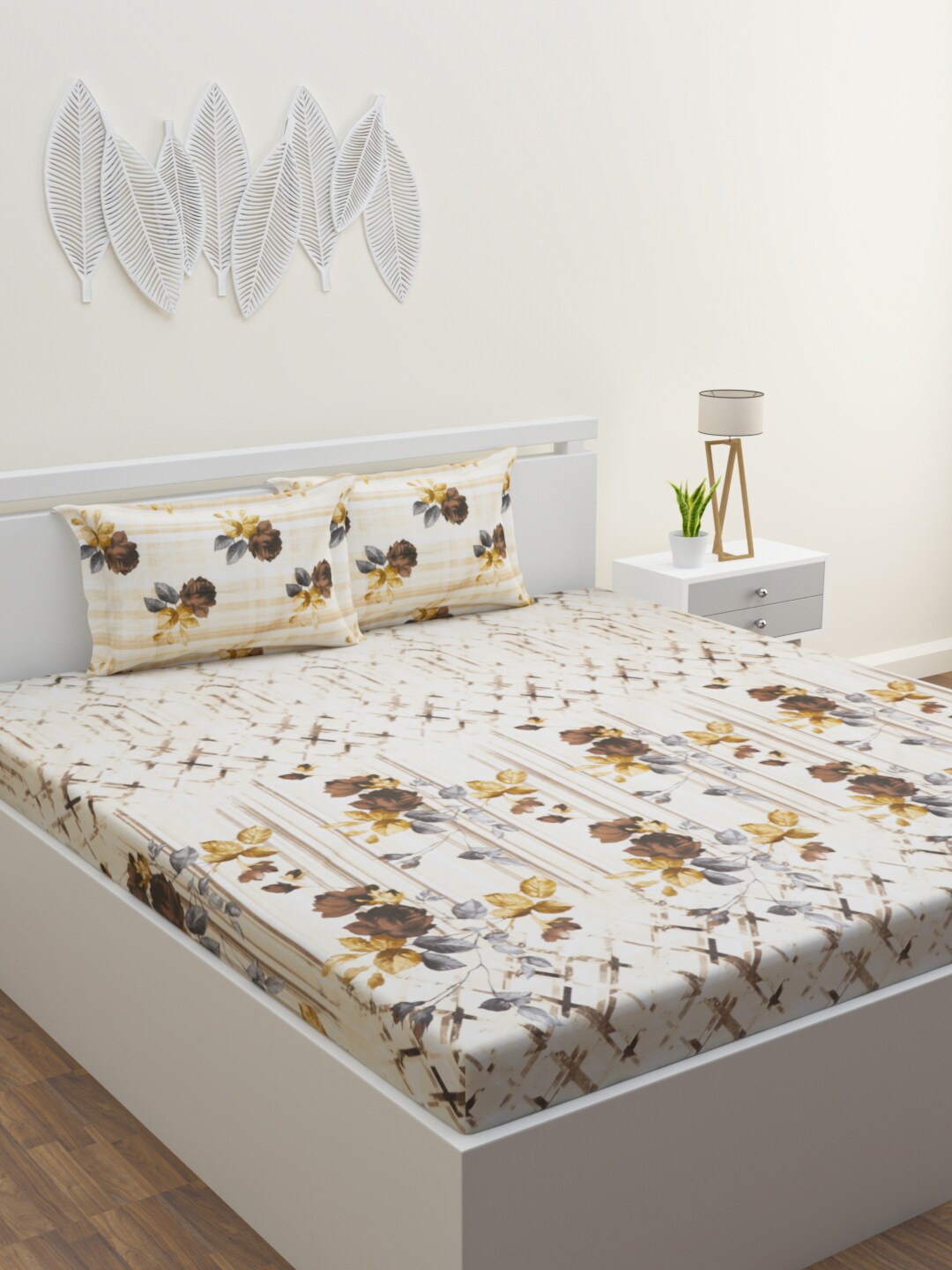 HOME AFFAIRS Beige & Brown Floral 180 TC Pure Cotton King Bedsheet with 2 Pillow Covers
HOME AFFAIRS Beige & Brown Floral 180 TC Pure Cotton King Bedsheet with 2 Pillow Covers