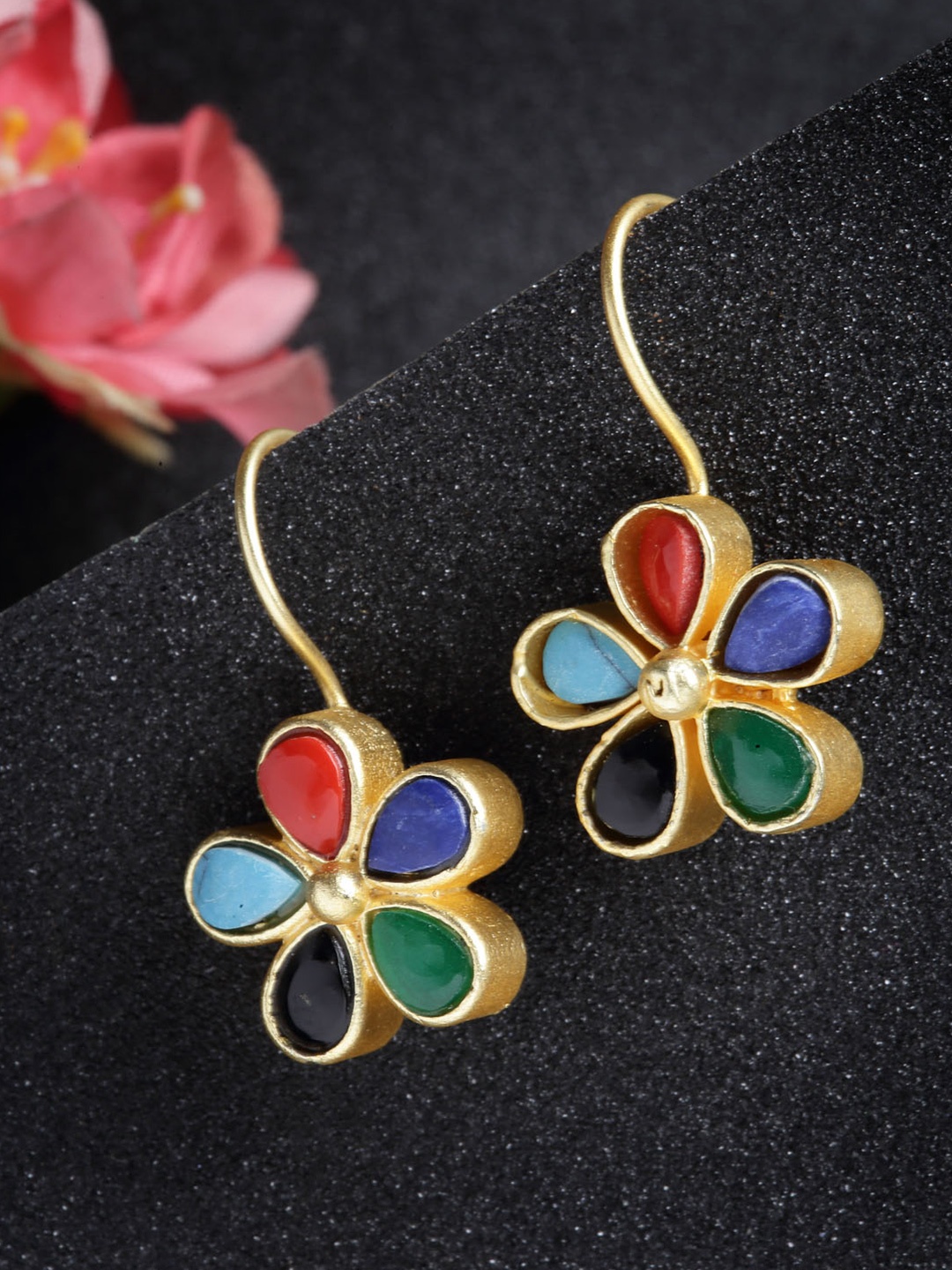 PANASH Gold-Plated Floral Drop Earrings