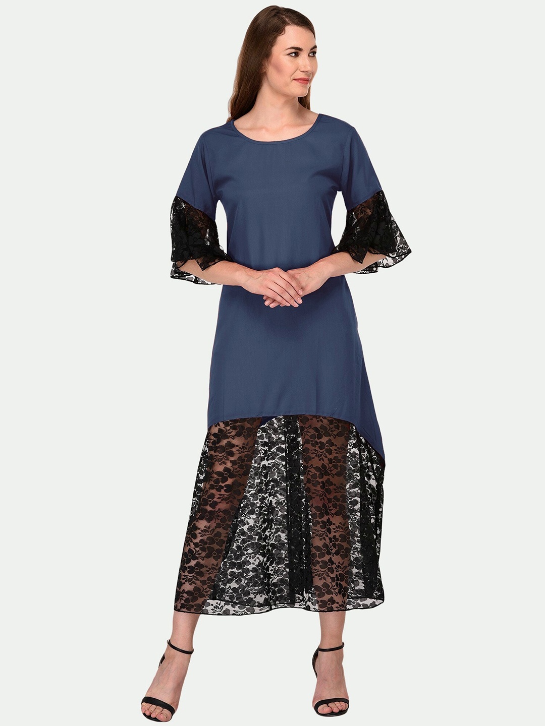 PATRORNA Plus Size A-Line Maxi Cotton Dress, Grey