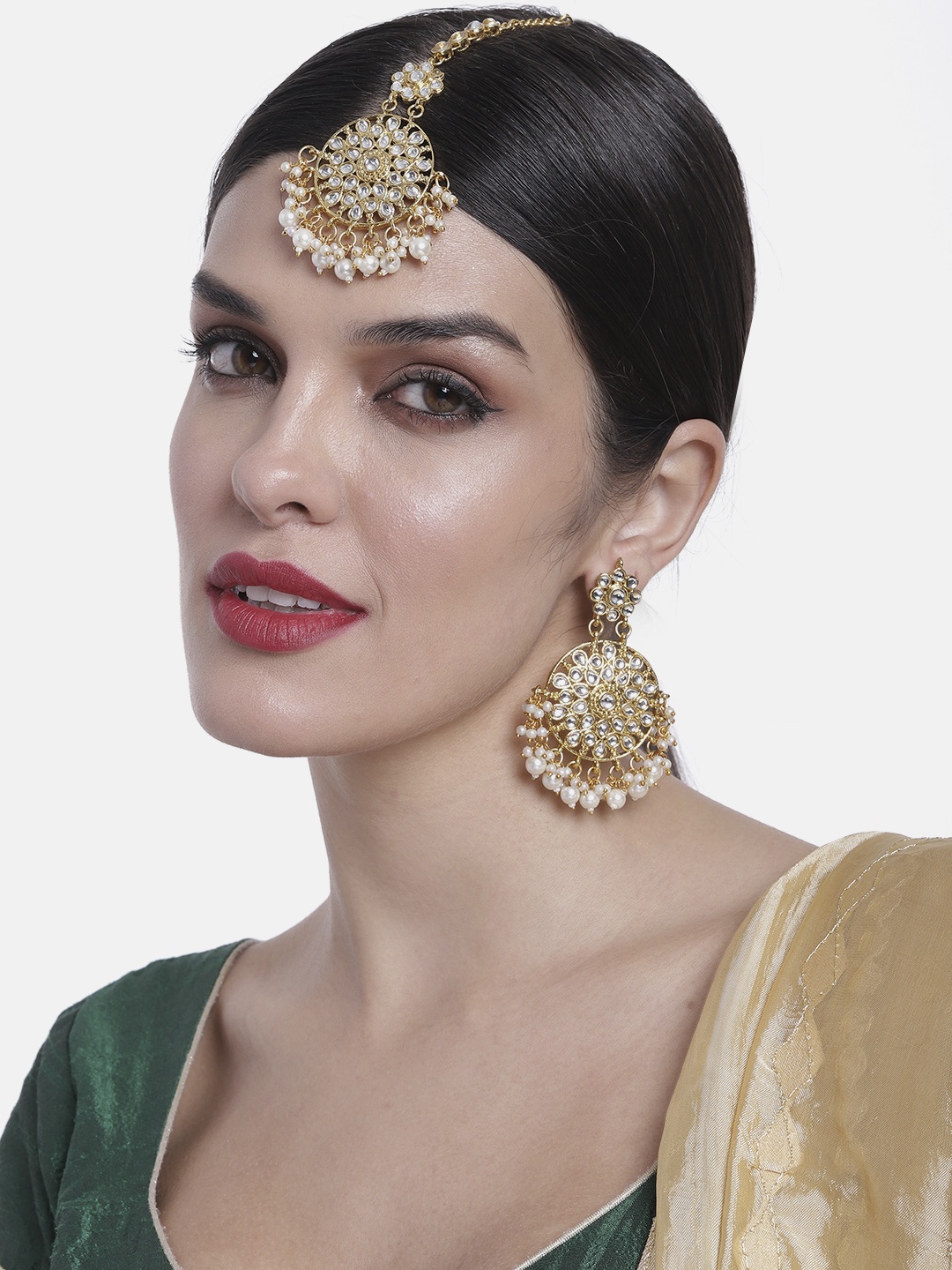 Peora Traditional Gold-Plated Kundan & Pearl Maang Tika & Earrings Jewellery Set, White
Peora Traditional Gold-Plated Kundan & Pearl Maang Tika & Earrings Jewellery Set, White