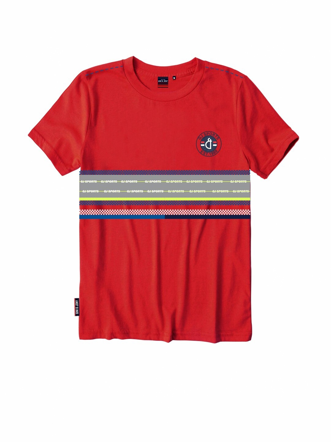 Gini and Jony Boys Striped Cotton T-shirt, Red