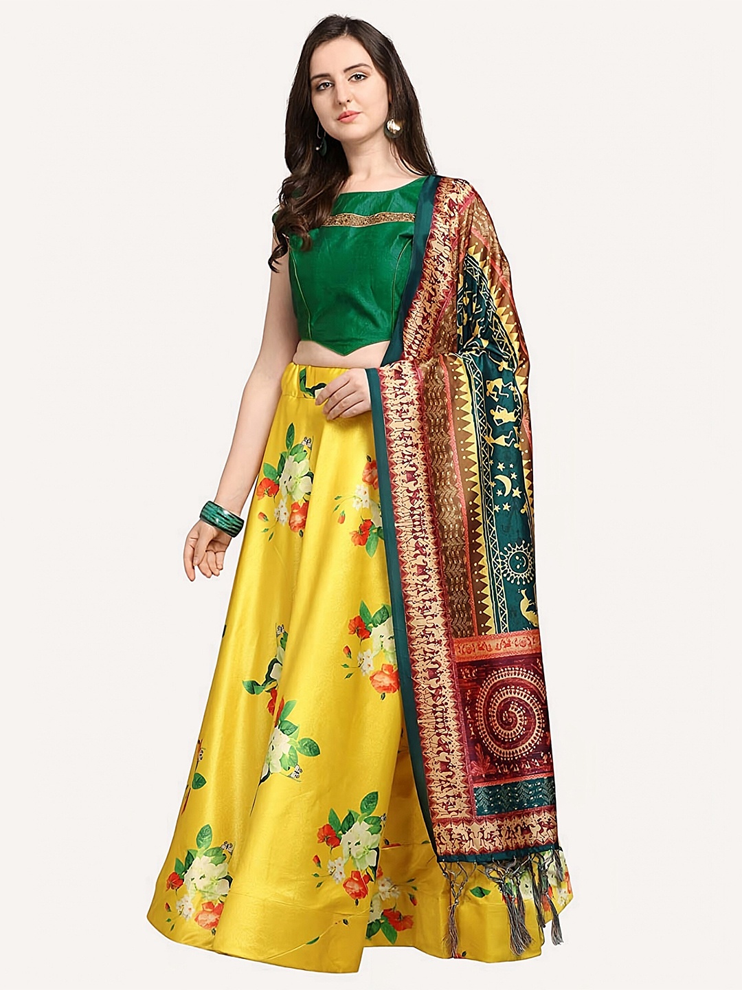 Kaizen TEXO FAB Yellow & Green Semi-Stitched Lehenga & Unstitched Blouse With Dupatta
Kaizen TEXO FAB Yellow & Green Semi-Stitched Lehenga & Unstitched Blouse With Dupatta