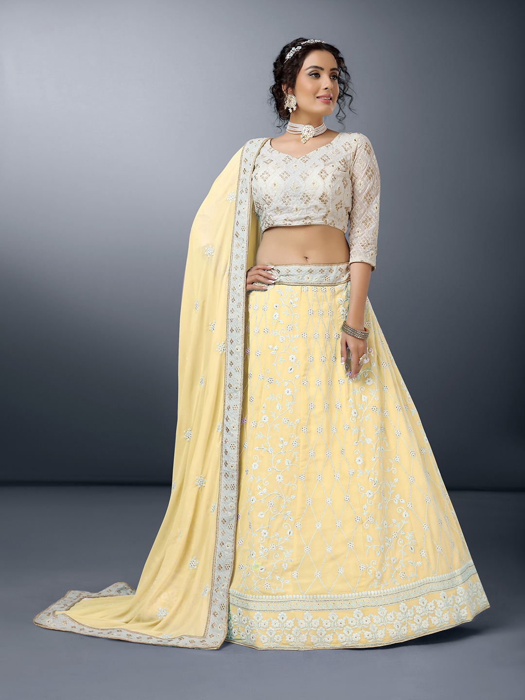 Sarvayog Fashion Embroidered Semi-Stitched Lehenga & Unstitched Blouse With Dupatta, Yellow
Sarvayog Fashion Embroidered Semi-Stitched Lehenga & Unstitched Blouse With Dupatta, Yellow
