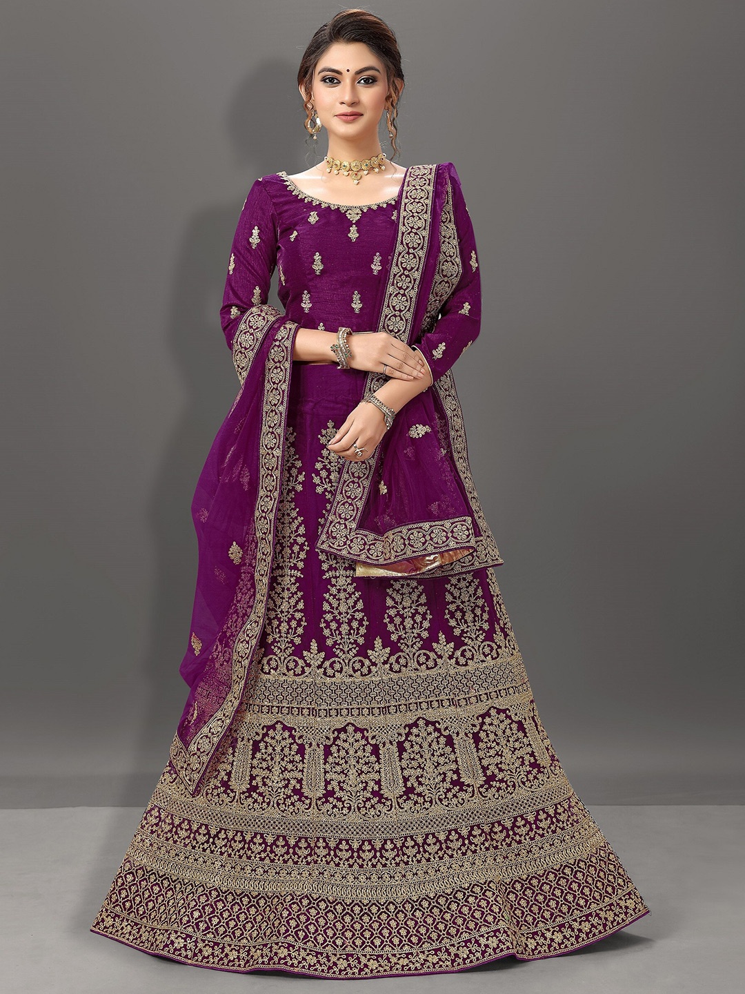 Sarvayog Fashion Embroidered Semi-Stitched Lehenga & Unstitched Blouse With Dupatta, Purple
Sarvayog Fashion Embroidered Semi-Stitched Lehenga & Unstitched Blouse With Dupatta, Purple