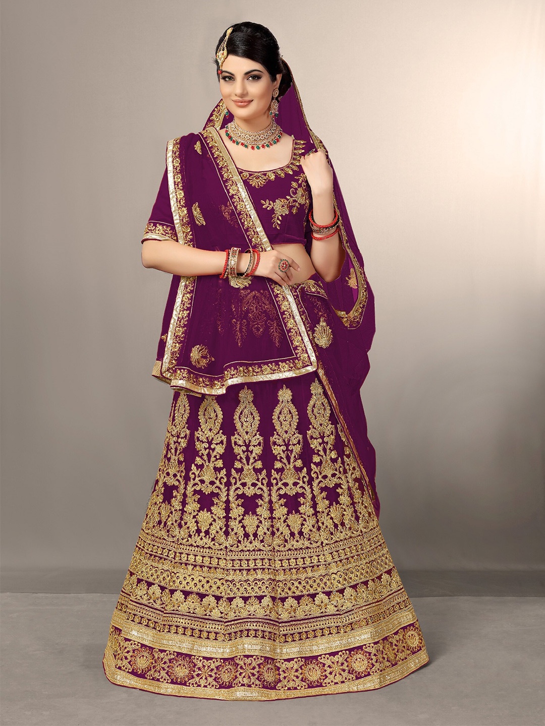 Sarvayog Fashion Purple & Gold-Toned Embroidered Semi-Stitched Lehenga & Unstitched Blouse With Dupatta
Sarvayog Fashion Purple & Gold-Toned Embroidered Semi-Stitched Lehenga & Unstitched Blouse With Dupatta