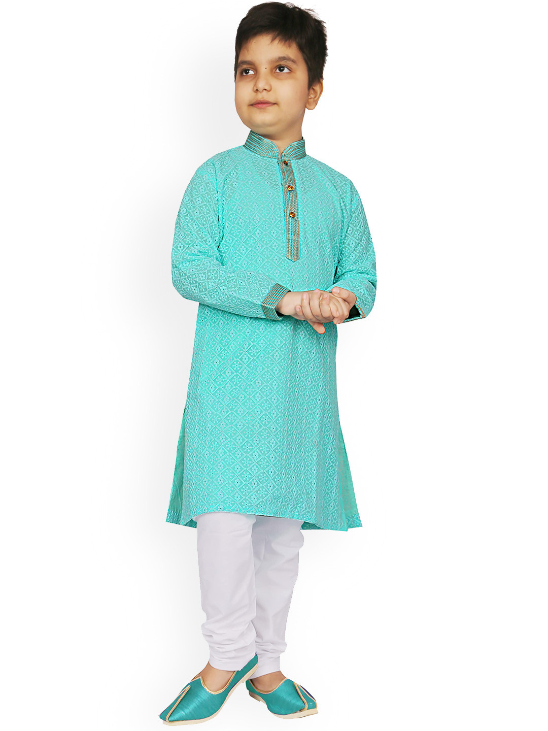 KIDS FARM Boys Floral Embroidered Thread Work Silk Chiffon Kurta with Pyjamas, Blue
KIDS FARM Boys Floral Embroidered Thread Work Silk Chiffon Kurta with Pyjamas, Blue