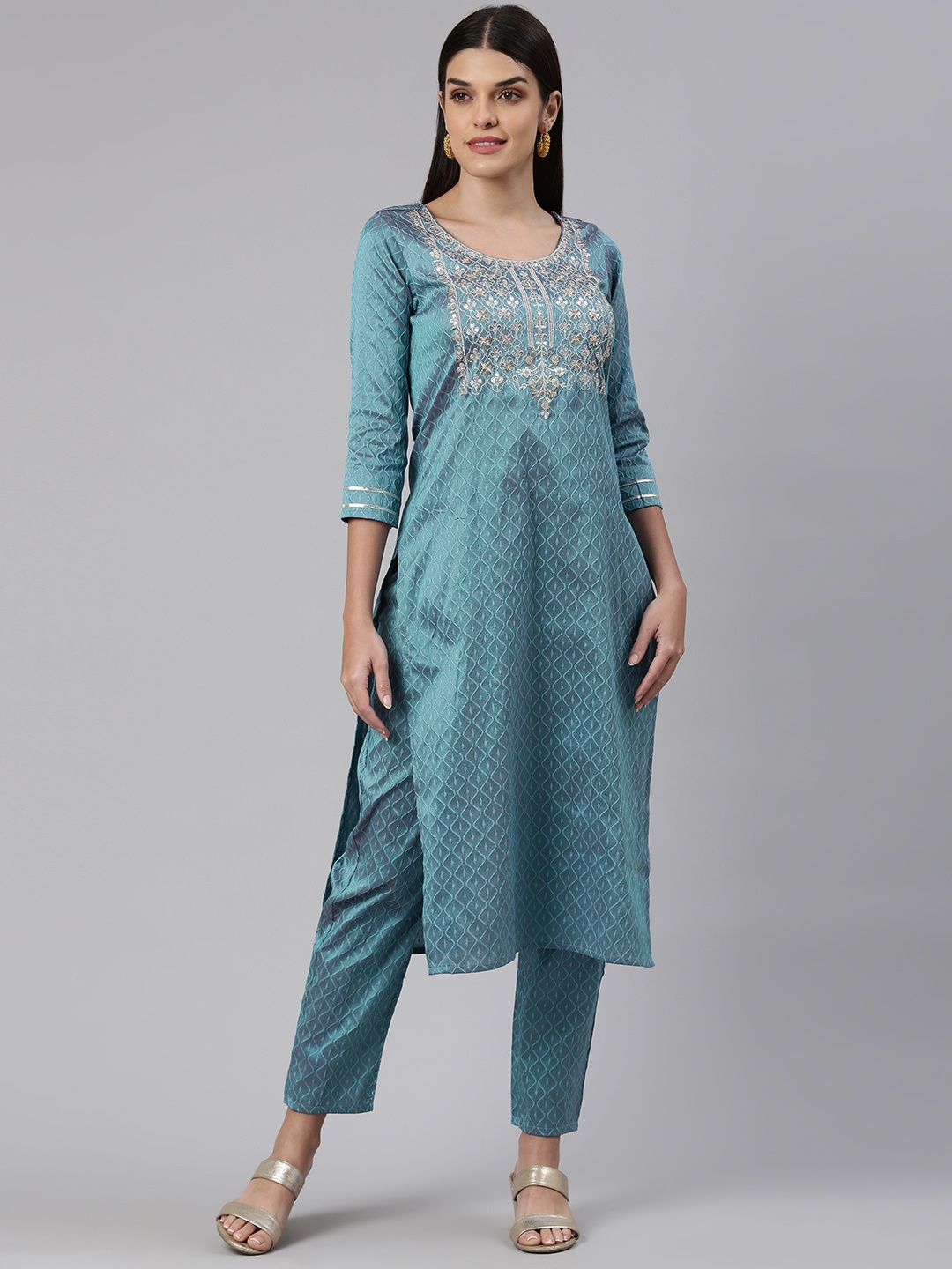 KALINI Women Ethnic Motifs Yoke Design Sequinned Silk Cotton Kurta With Trousers, Blue
KALINI Women Ethnic Motifs Yoke Design Sequinned Silk Cotton Kurta With Trousers, Blue
