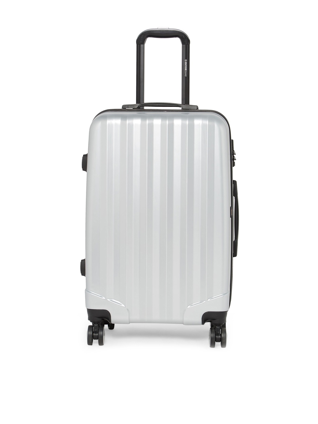 SWISS BRAND Textured Hard Medium Trolley Bag, Silver
