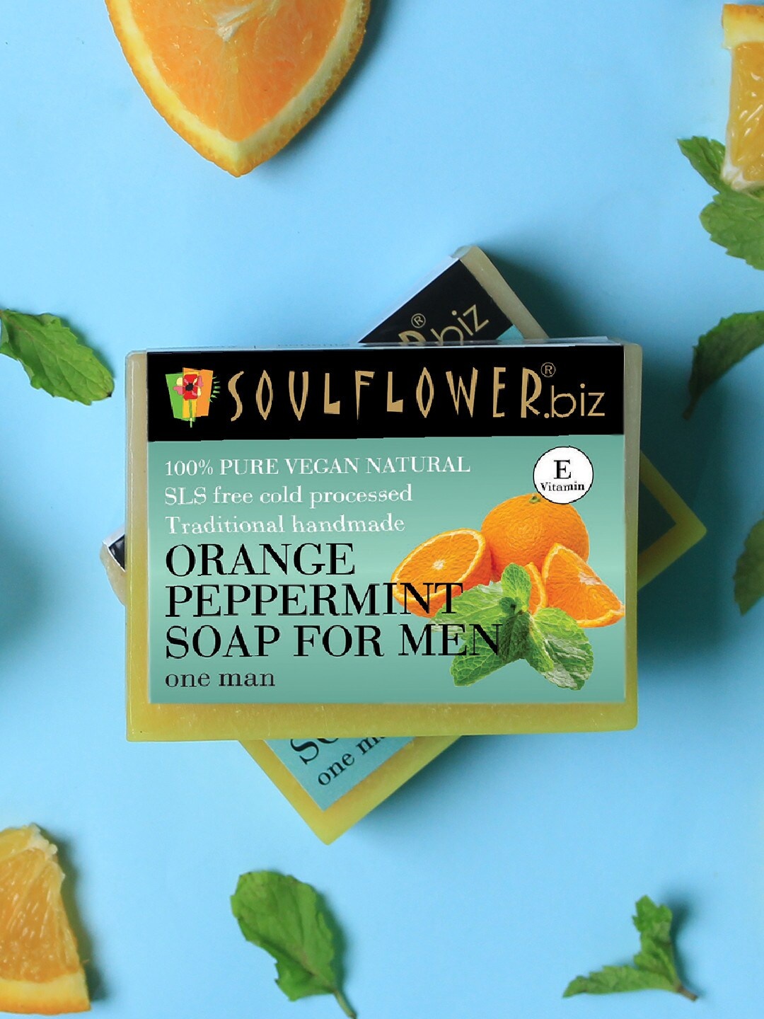 Soulflower Pack of 2 Orange Peppermint Soap For Men For Rough Skin Pure & Natural 150g, Yellow
Soulflower Pack of 2 Orange Peppermint Soap For Men For Rough Skin Pure & Natural 150g, Yellow