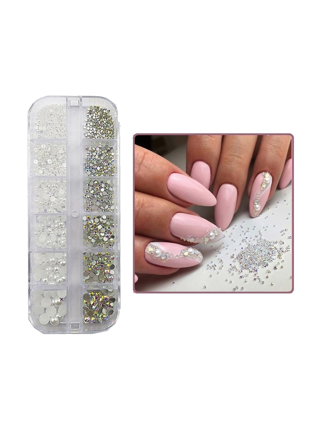 S.A.V.I. 12 Grids Flat Pearl AB Glass Rhinestones Stones DIY Nail Art Decorations, Silver
S.A.V.I. 12 Grids Flat Pearl AB Glass Rhinestones Stones DIY Nail Art Decorations, Silver