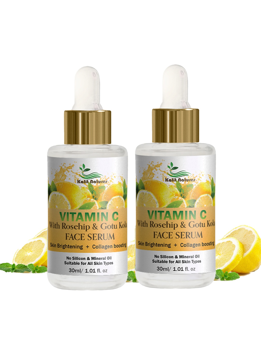 Kalit Natures Set of 2 Vitamin C Face Serum with Rosehip & Gotu Kola - 30 ml Each, Yellow
Kalit Natures Set of 2 Vitamin C Face Serum with Rosehip & Gotu Kola - 30 ml Each, Yellow