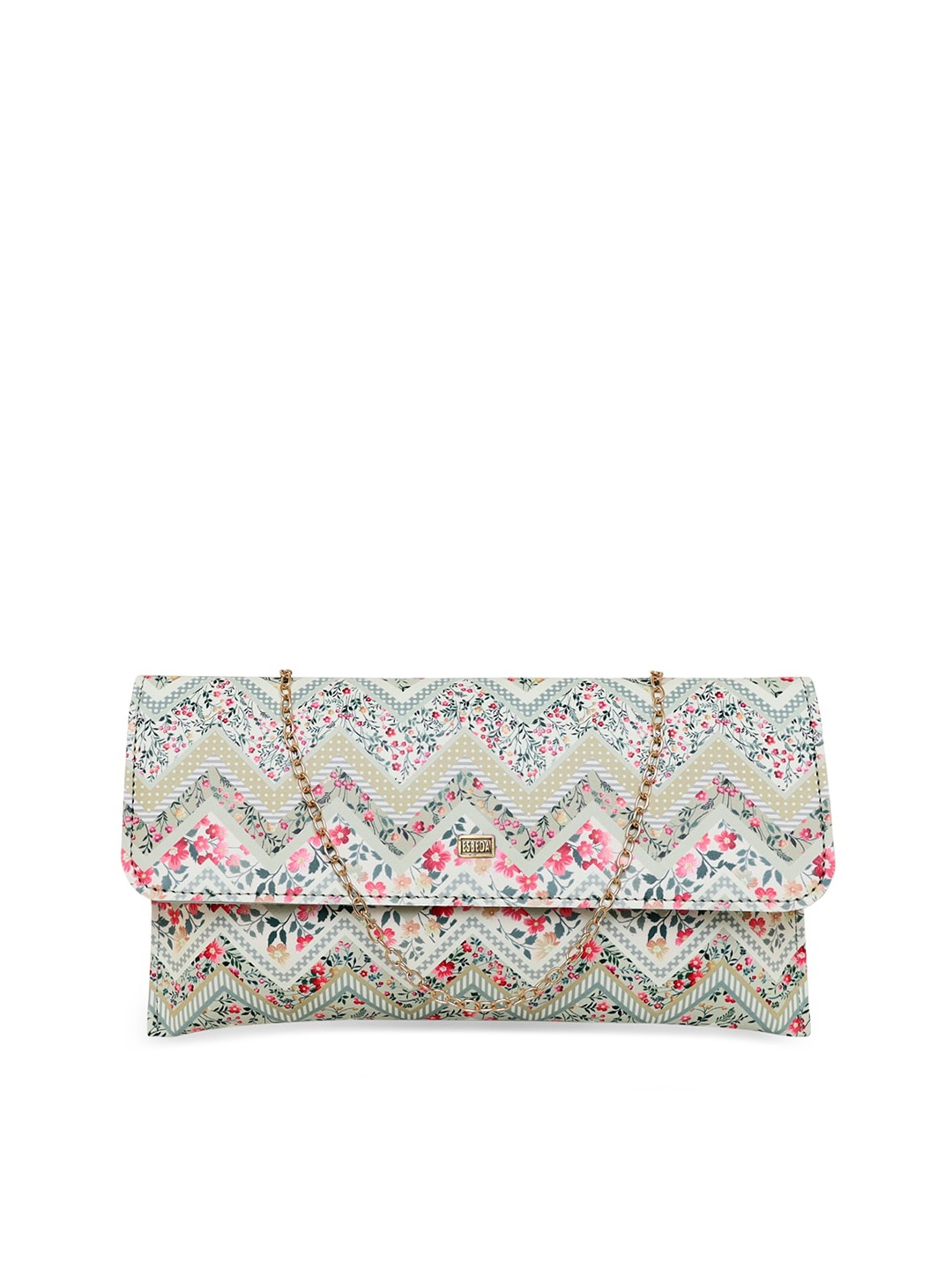 ESBEDA Women Printed Envelope Clutch, Green
