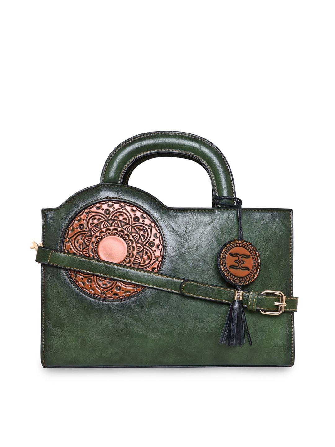 ESBEDA Structured Satchel With Tasselled, Green