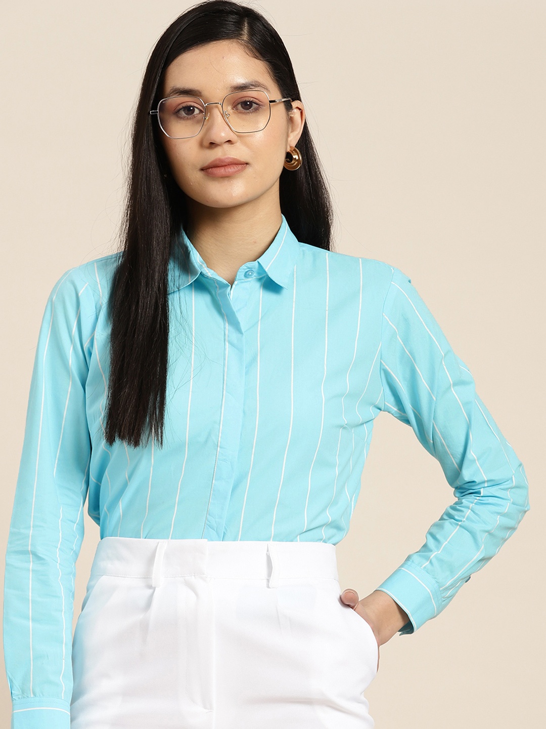 Hancock Women Premium Striped Pure Cotton Regular Fit Formal Shirt, Blue
Hancock Women Premium Striped Pure Cotton Regular Fit Formal Shirt, Blue