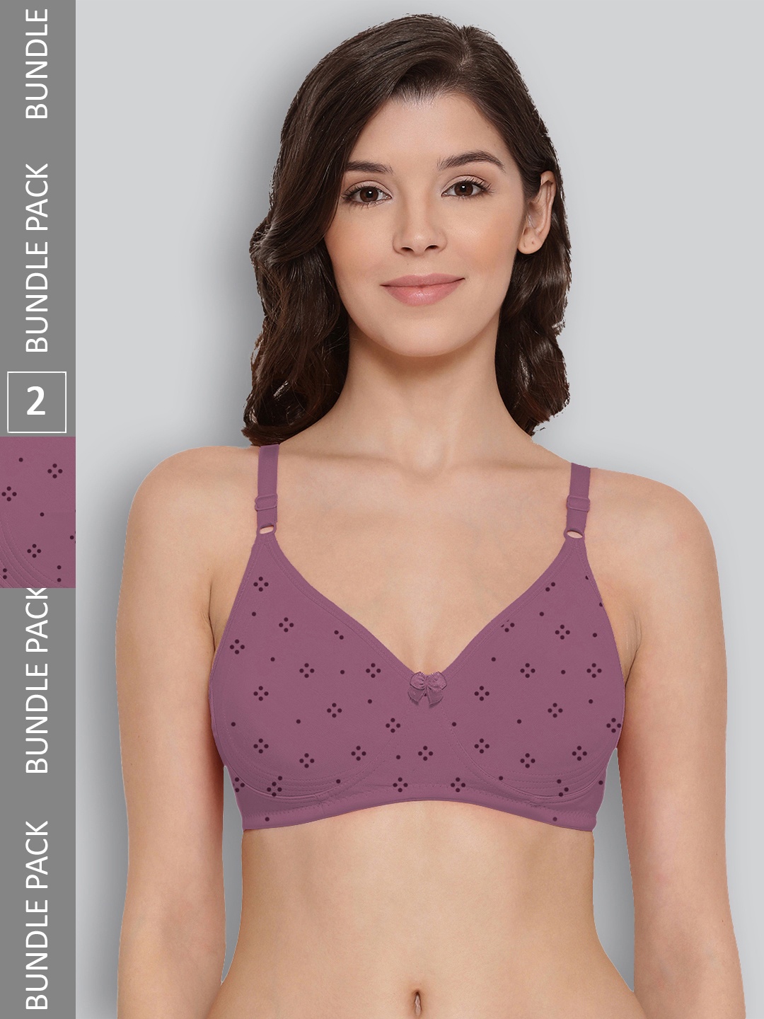 LYRA Pack Of 2 Printed Underwired Non Padded Anti Bacterial Anti Odour Cotton Bra, Purple
LYRA Pack Of 2 Printed Underwired Non Padded Anti Bacterial Anti Odour Cotton Bra, Purple