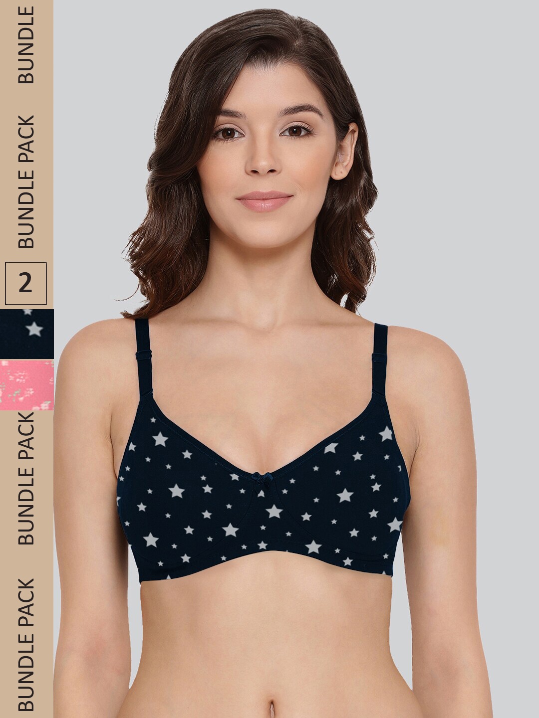 LYRA Pack Of 2 Printed Underwired Non Padded Anti Bacterial Anti Odour Cotton Bra, Black
LYRA Pack Of 2 Printed Underwired Non Padded Anti Bacterial Anti Odour Cotton Bra, Black