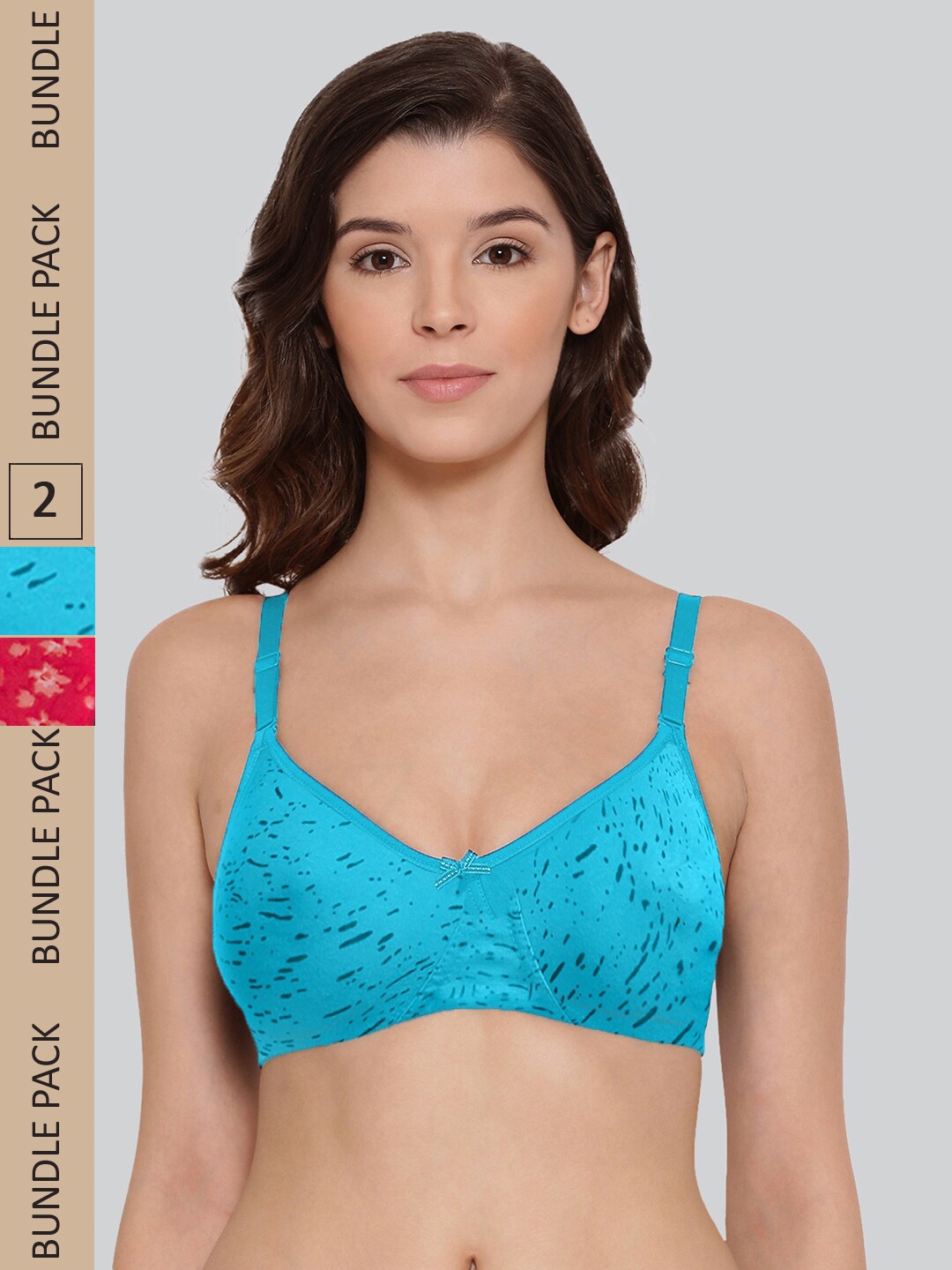 LYRA Pack Of 2 Printed Combed Cotton Wirefree Secret Support Bra with Detachable Strap, Blue
LYRA Pack Of 2 Printed Combed Cotton Wirefree Secret Support Bra with Detachable Strap, Blue