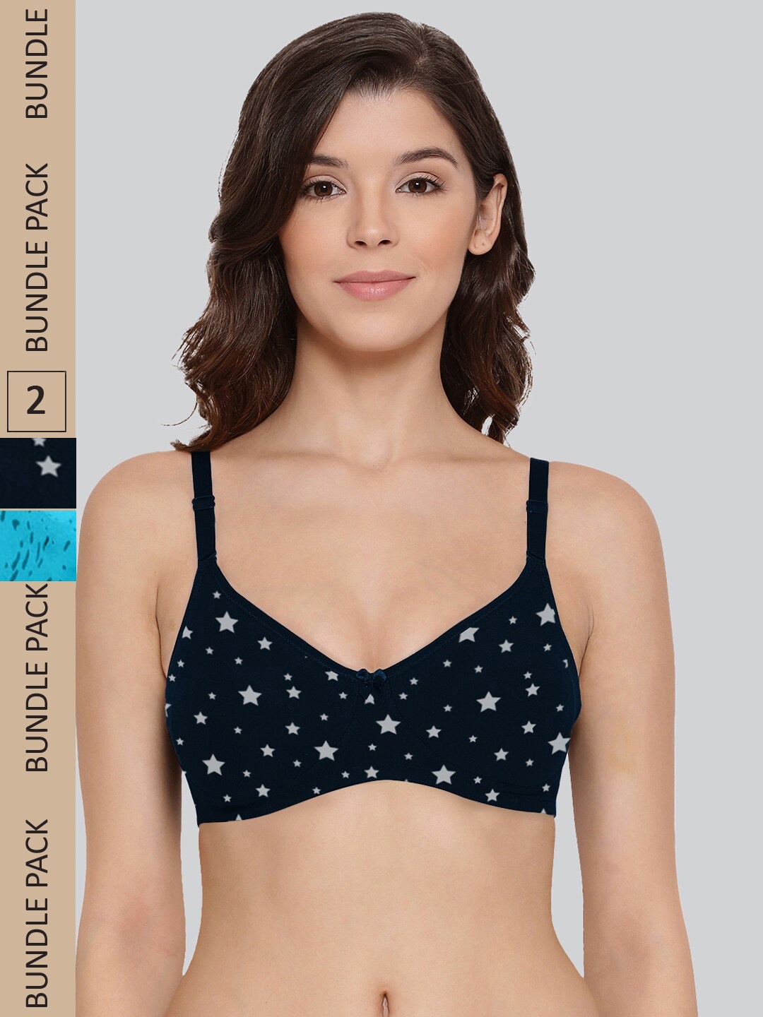 LYRA Pack Of 2 Printed Underwired Non Padded Anti Bacterial Anti Odour Cotton Bra, Black
LYRA Pack Of 2 Printed Underwired Non Padded Anti Bacterial Anti Odour Cotton Bra, Black