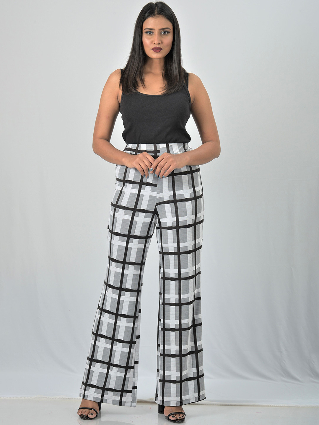 OWO THE LABEL Women Checked Relaxed Trousers, Black
OWO THE LABEL Women Checked Relaxed Trousers, Black