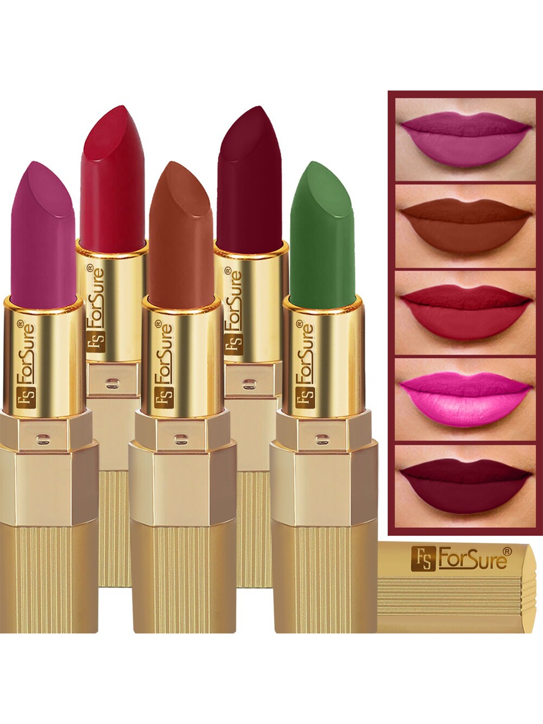 ForSure Xpression Set Of 5 Long-Lasting & Highly Pigmented Creamy Textured Matte Lipstick - 3.5 g Each, Brown
ForSure Xpression Set Of 5 Long-Lasting & Highly Pigmented Creamy Textured Matte Lipstick - 3.5 g Each, Brown