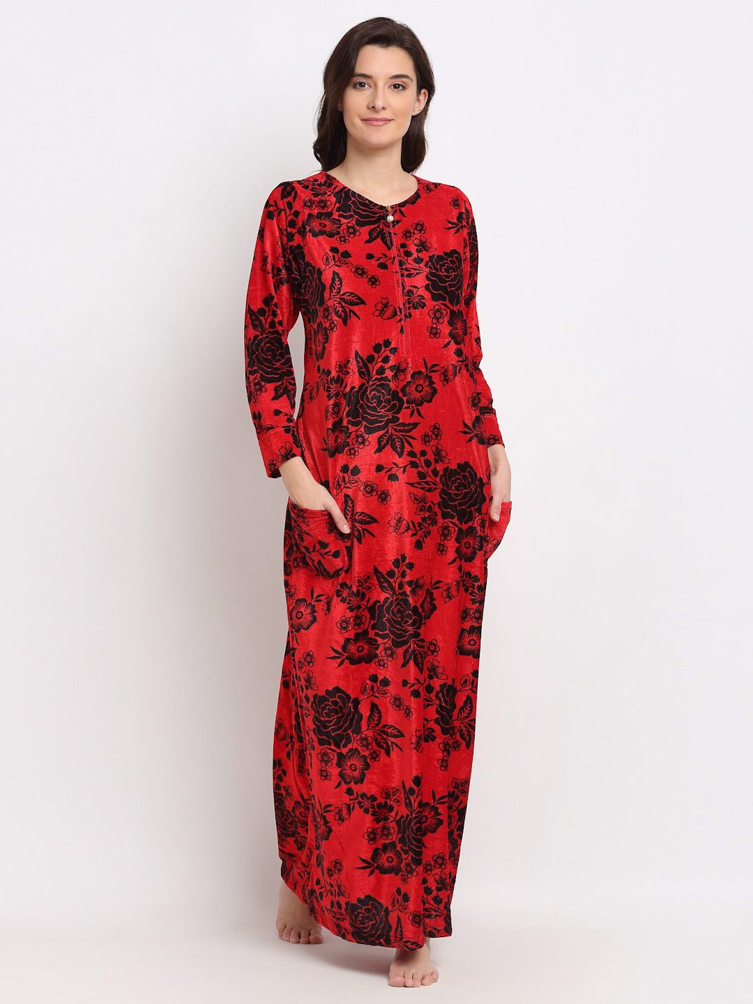 Jinfo Printed Maxi Nightdress, Red