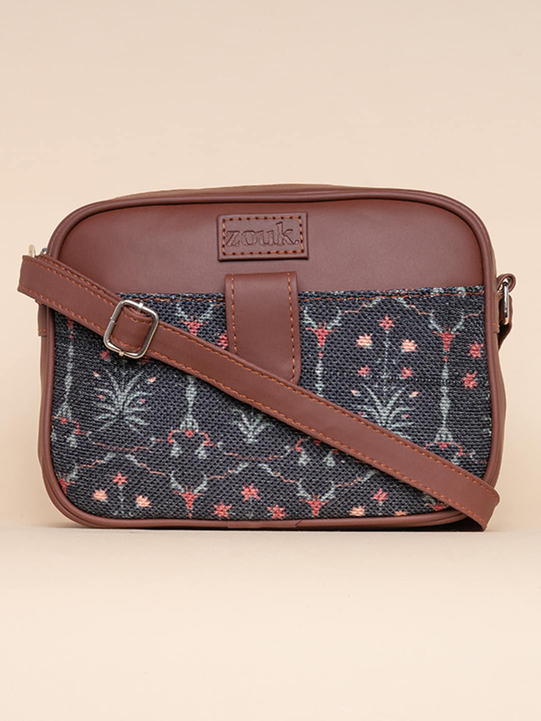 ZOUK Floral Printed Structured Sling Bag, Black
ZOUK Floral Printed Structured Sling Bag, Black