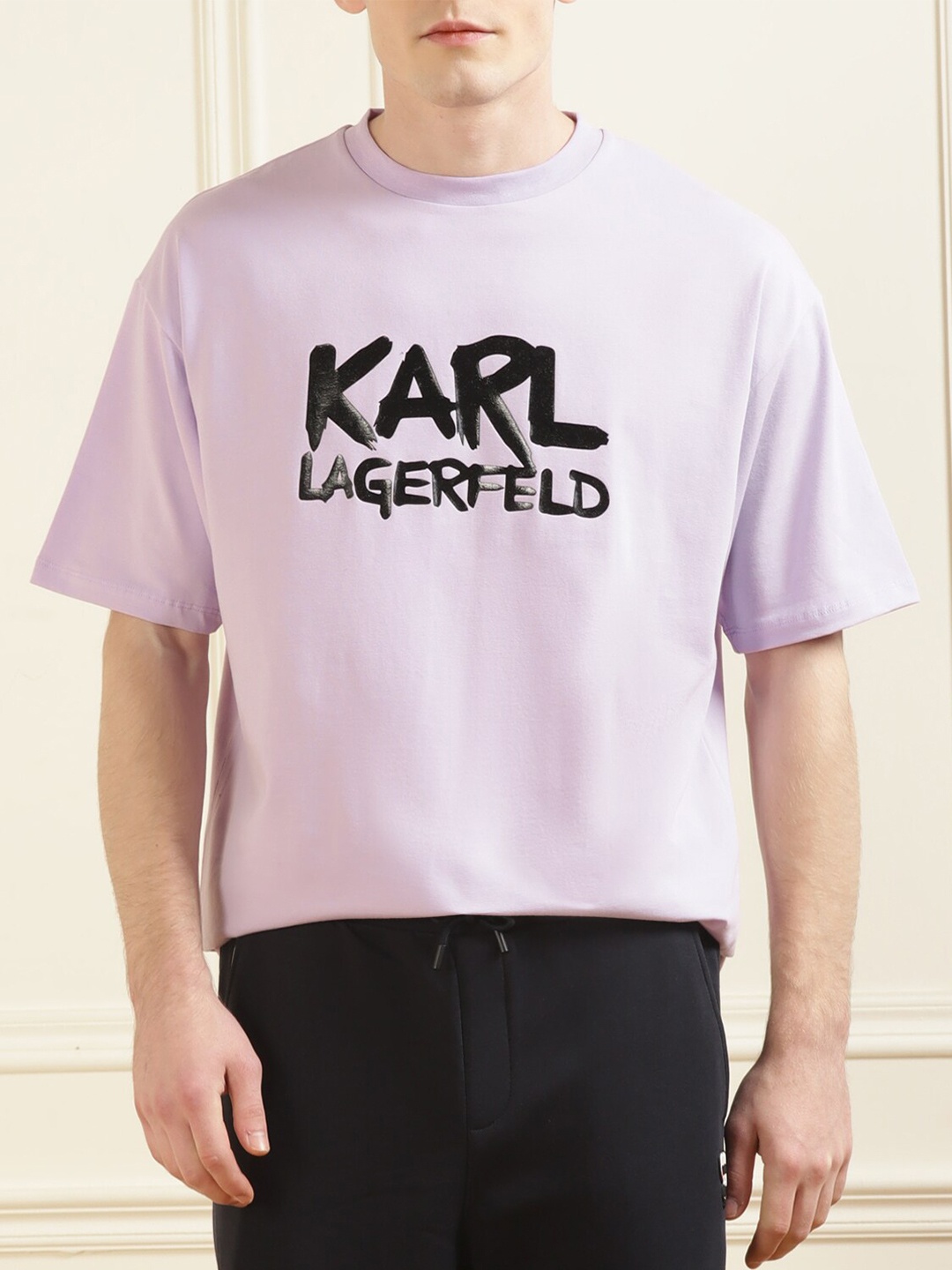 Karl Lagerfeld Men Typography Printed T-shirt, Purple