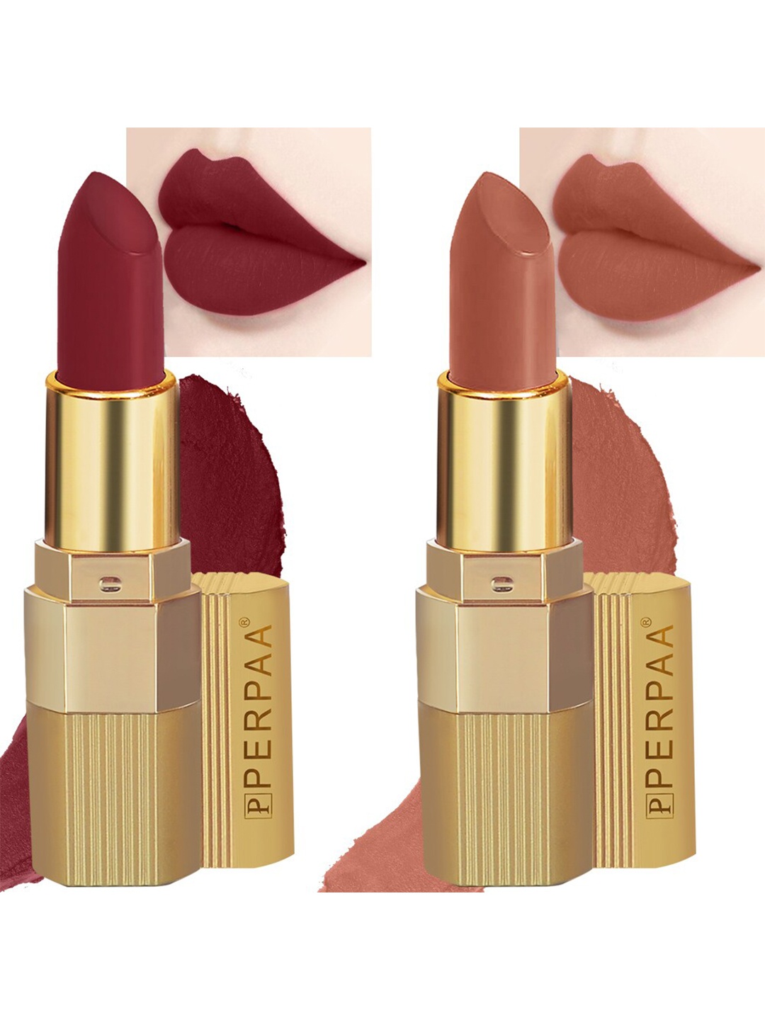 PERPAA Set of 2 Xpression Weightless Matte Long-Lasting Waterproof Lipsticks 3.5 g Each - Innocent Nude 306 - Maroon 304
PERPAA Set of 2 Xpression Weightless Matte Long-Lasting Waterproof Lipsticks 3.5 g Each - Innocent Nude 306 - Maroon 304