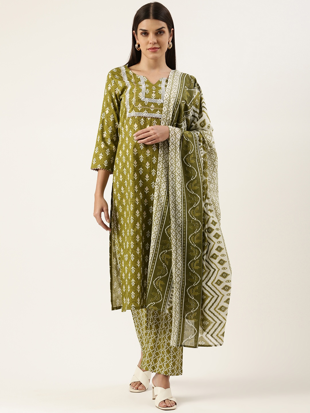 SWAGG INDIA Women Ethnic Motifs Printed Gotta Patti Kurta With Trousers & Dupatta, Olive
SWAGG INDIA Women Ethnic Motifs Printed Gotta Patti Kurta With Trousers & Dupatta, Olive
