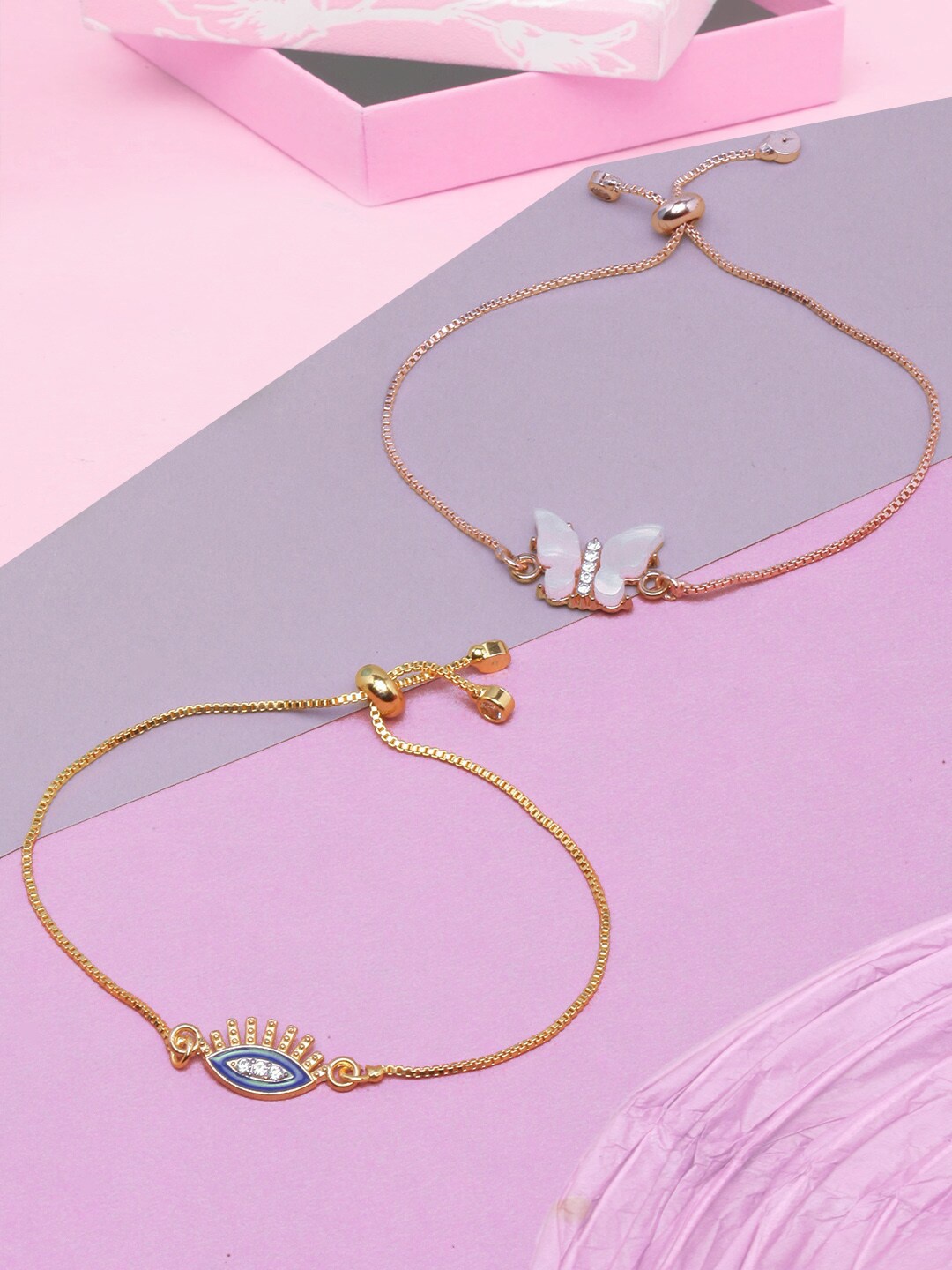DIVA WALK Women Set of 2 Rose Gold & White Brass Enamelled Rose Gold-Plated Charm Bracelet
DIVA WALK Women Set of 2 Rose Gold & White Brass Enamelled Rose Gold-Plated Charm Bracelet