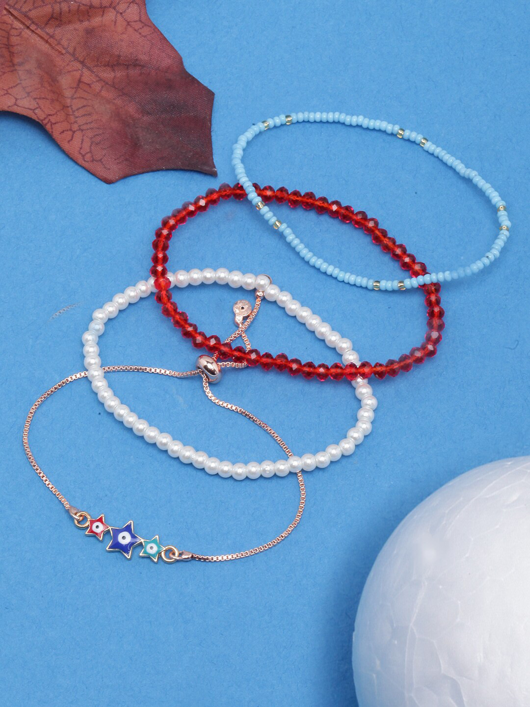 DIVA WALK Women Set Of 4 Gold-Plated Charm Bracelet, Rose gold
DIVA WALK Women Set Of 4 Gold-Plated Charm Bracelet, Rose gold