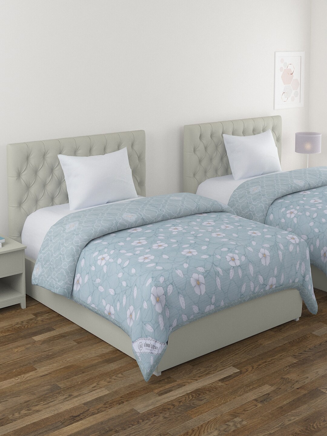 A Homes Grace Sea Green & White Set of 2 Floral Microfiber AC Room 120 GSM Single Bed Comforter
A Homes Grace Sea Green & White Set of 2 Floral Microfiber AC Room 120 GSM Single Bed Comforter