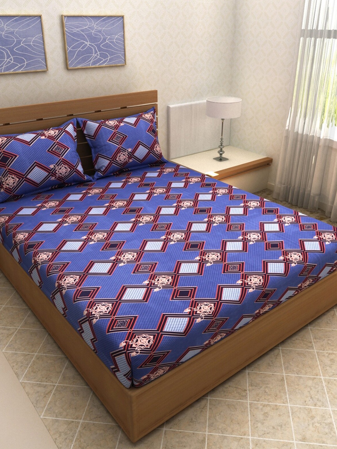 ROMEE Blue & Red Geometric 144 TC Microfiber Queen Bedsheet with 2 Pillow Covers
ROMEE Blue & Red Geometric 144 TC Microfiber Queen Bedsheet with 2 Pillow Covers