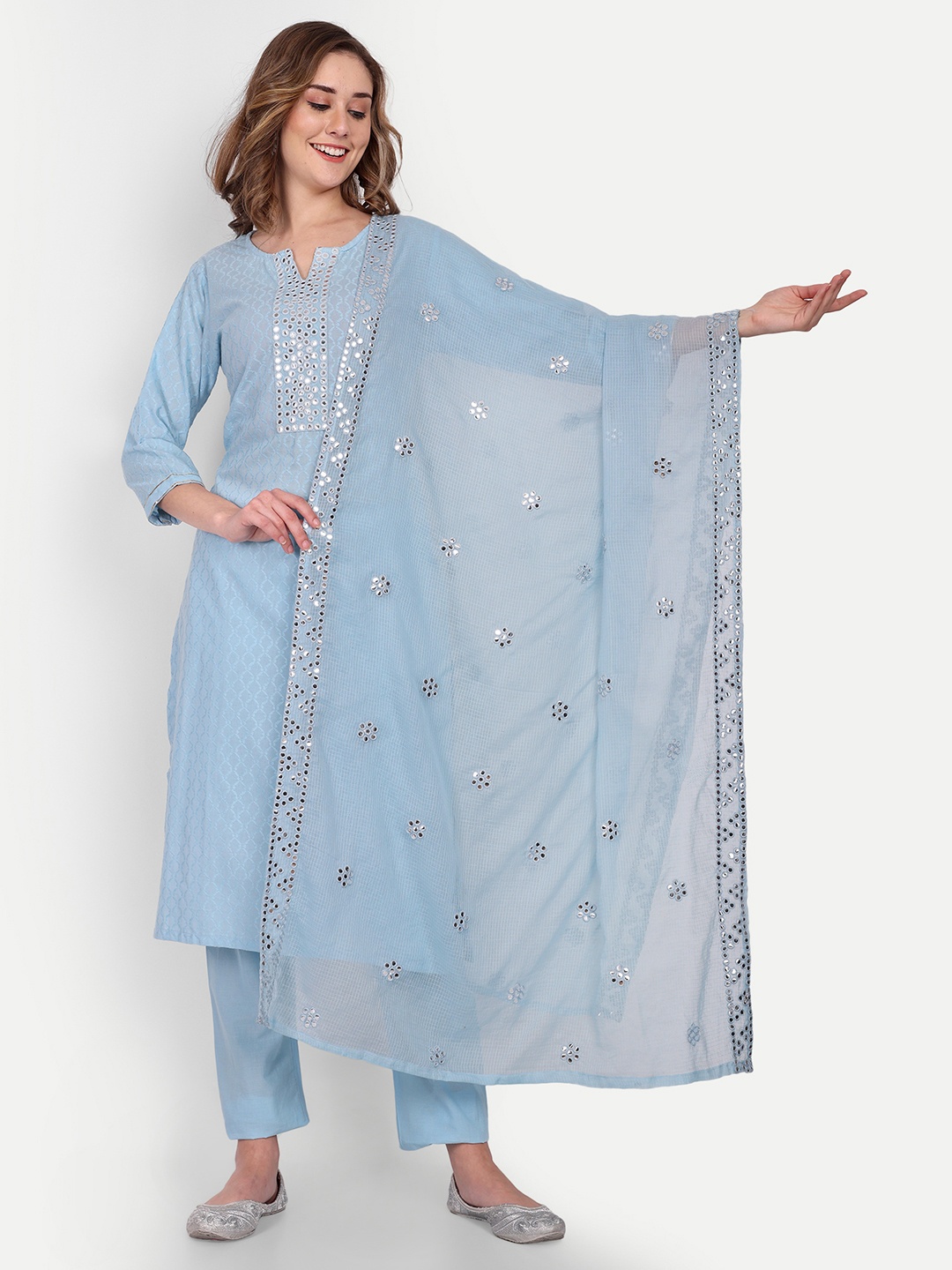NH KAPDEWALA Ethnic Motifs Embroidered Pure Cotton Kurta with Trousers & With Dupatta, Blue
NH KAPDEWALA Ethnic Motifs Embroidered Pure Cotton Kurta with Trousers & With Dupatta, Blue